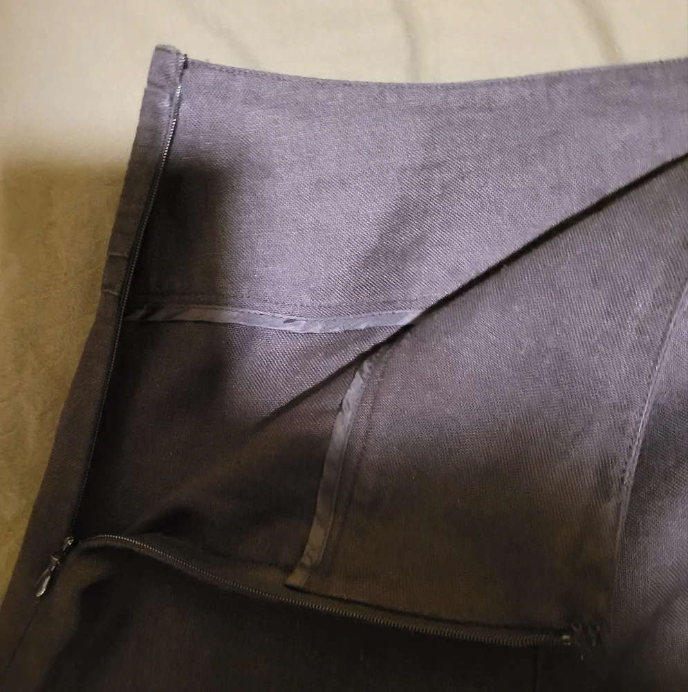 Talbots Black Peite Midi A-Line Side Slits Skirt - Picture 6 of 8